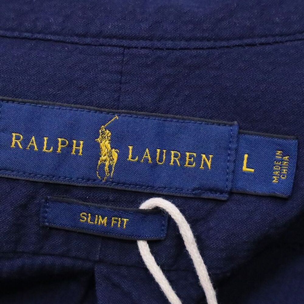 Ralph Lauren Pony-Embroidered Short Sleeve Shirt in Navy Blue Cotton - Picture 5 of 8